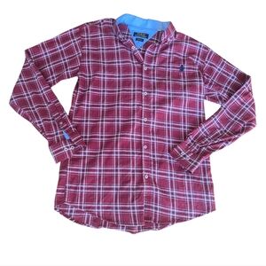 Mens Polo by Ralph Lauren Burgundy Plaid Button-Down Shirt- Size X-Large